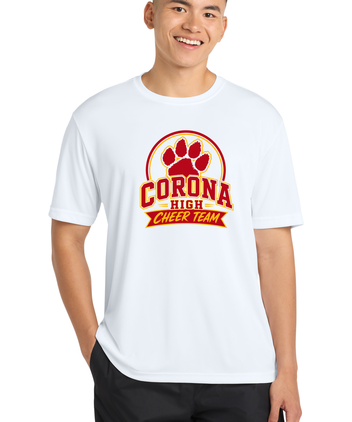 Corona Senior High School Cheer - White Sport-Tek PosiCharge Competitor Tee. ST350