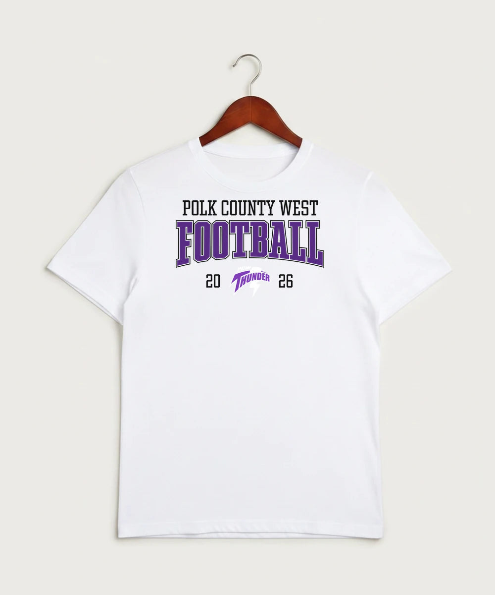 Polk County West Football (Boys) - White Sport-Tek PosiCharge Competitor Tee. ST350