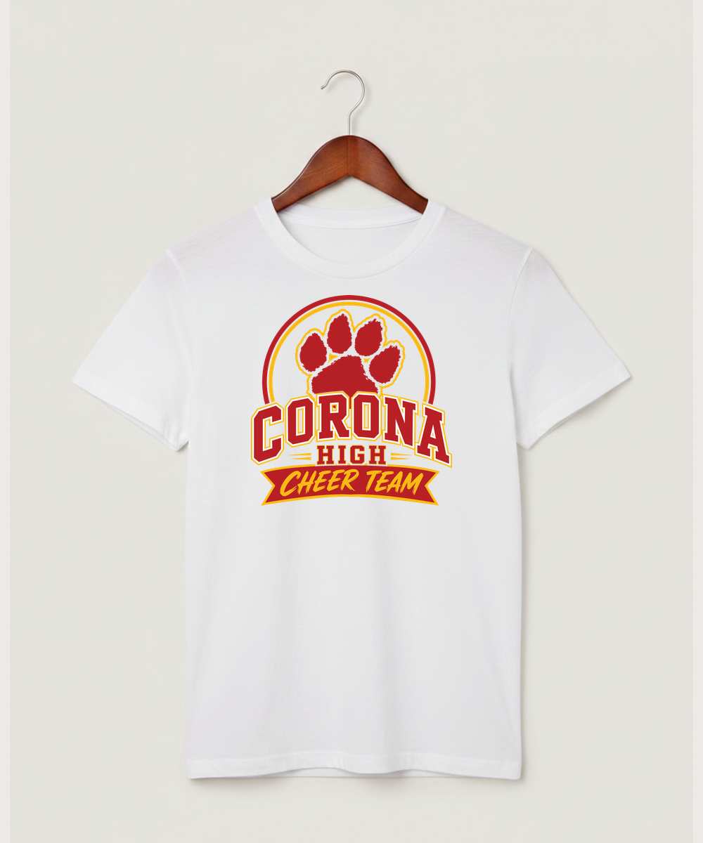 Corona Senior High School Cheer - White T-Shirt - Full Front