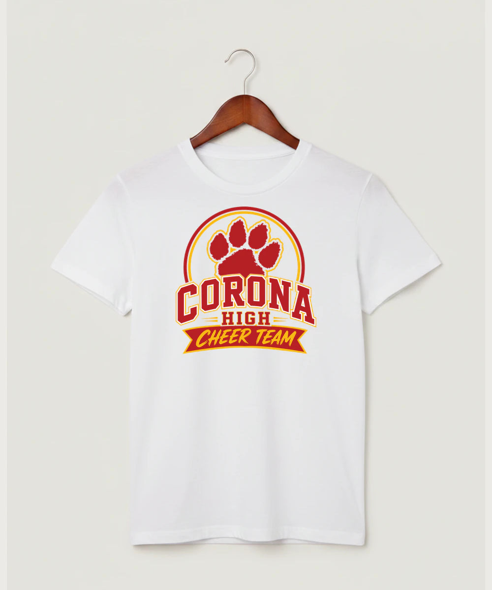 Corona Senior High School Cheer - White T-Shirt - Full Front