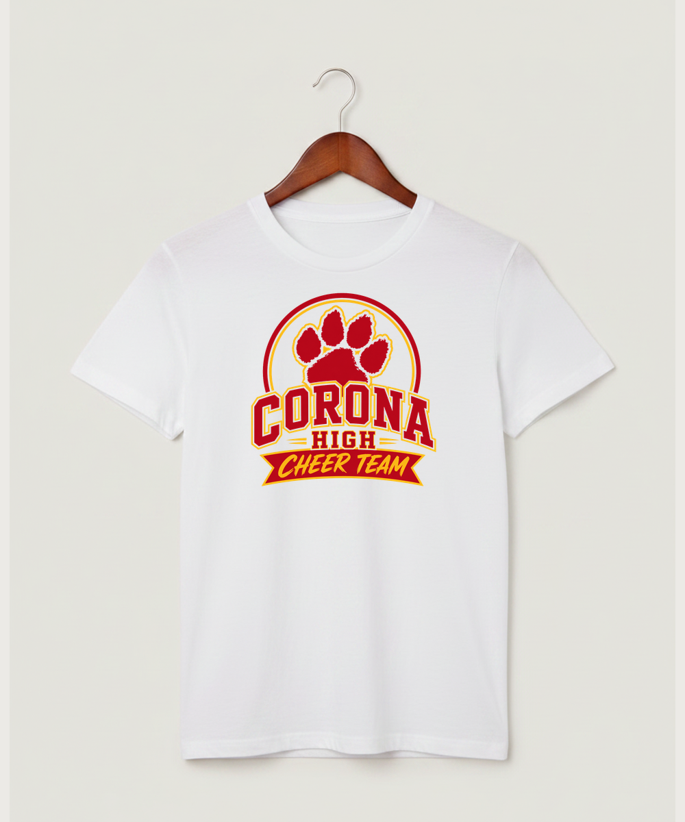 Corona Senior High School Cheer - White T-Shirt - Full Front