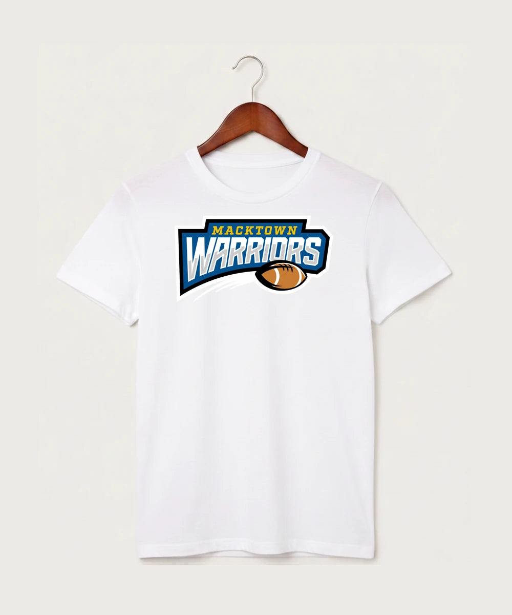 Macktown Warriors Football (Boys) - White T-Shirt - Full Front