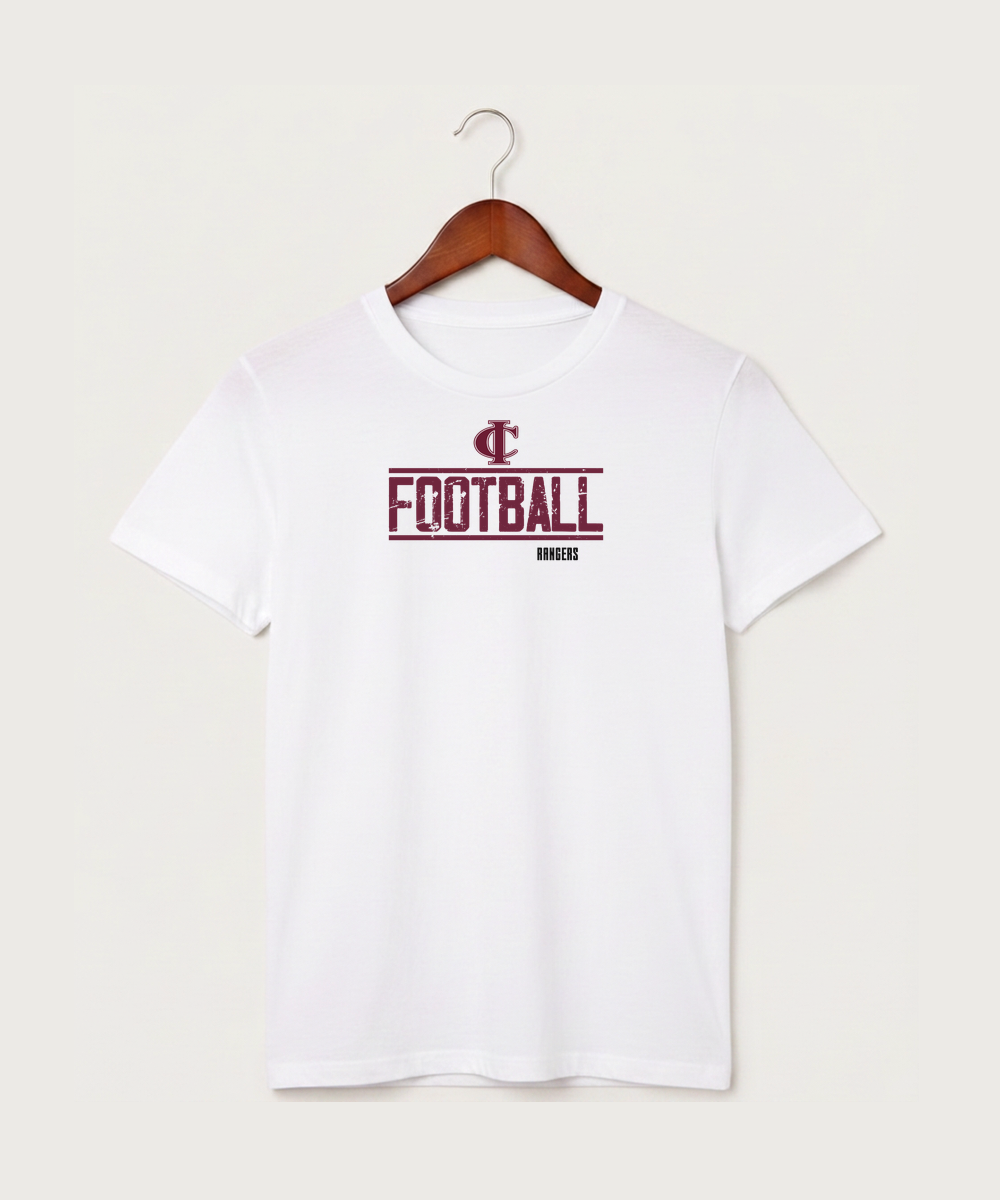 Crosby Ironton High School Football (Boys) - White T-Shirt - Full Front
