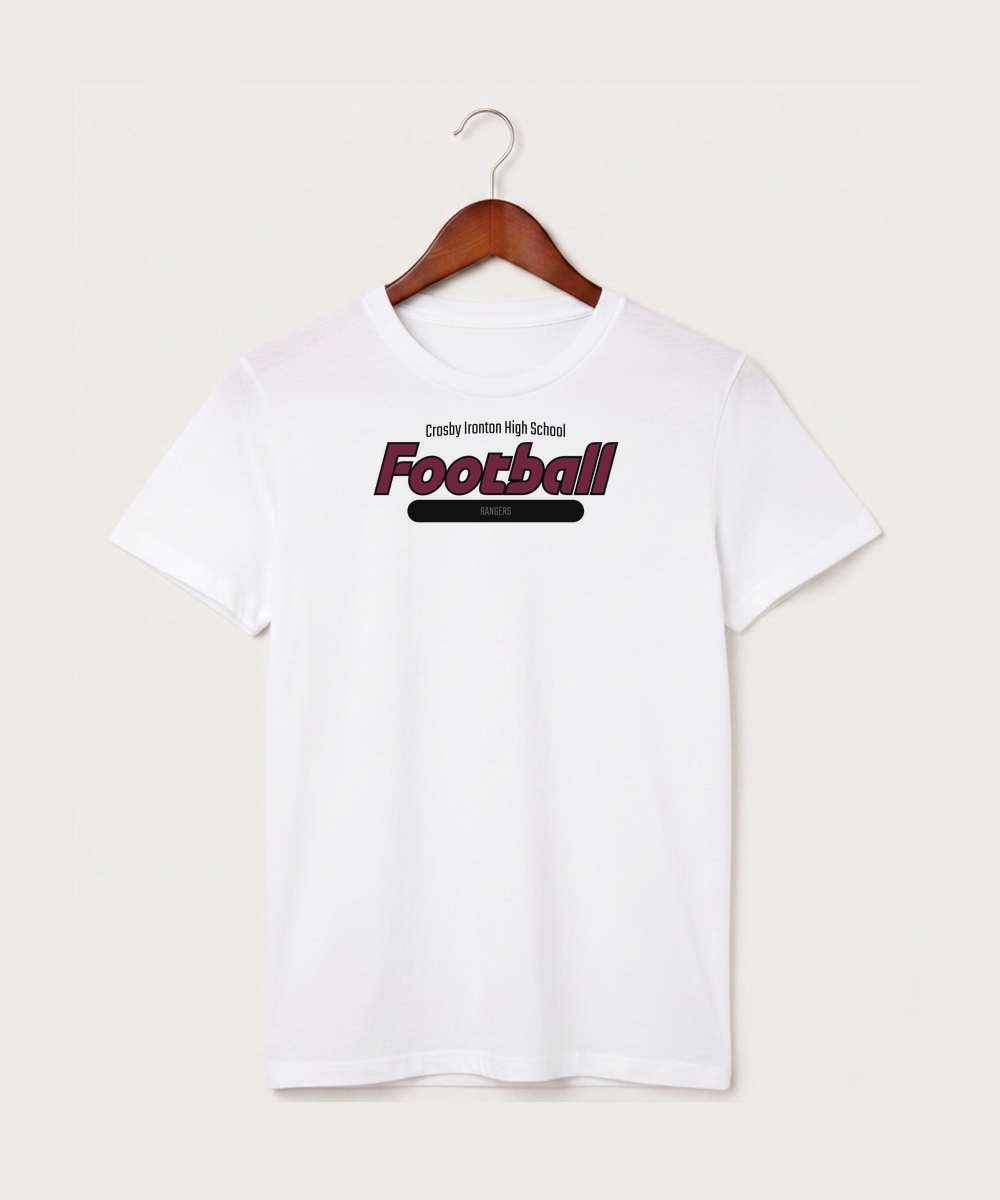Crosby Ironton High School Football (Boys) - White T-Shirt - Full Front