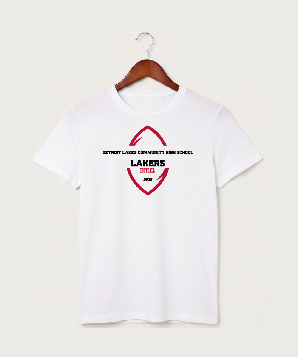 Detroit Lakes Community High School Football (Boys) - White T-Shirt - Full Front