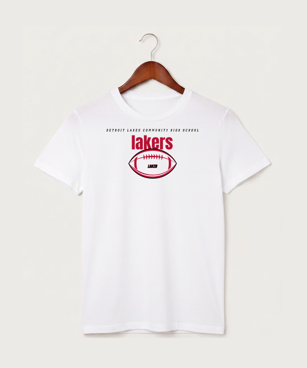 Detroit Lakes Community High School Football (Boys) - White T-Shirt - Full Front