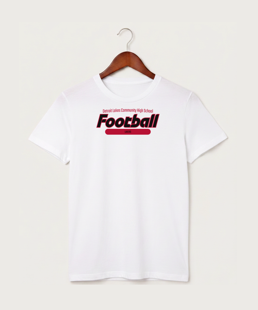 Detroit Lakes Community High School Football (Boys) - White T-Shirt - Full Front