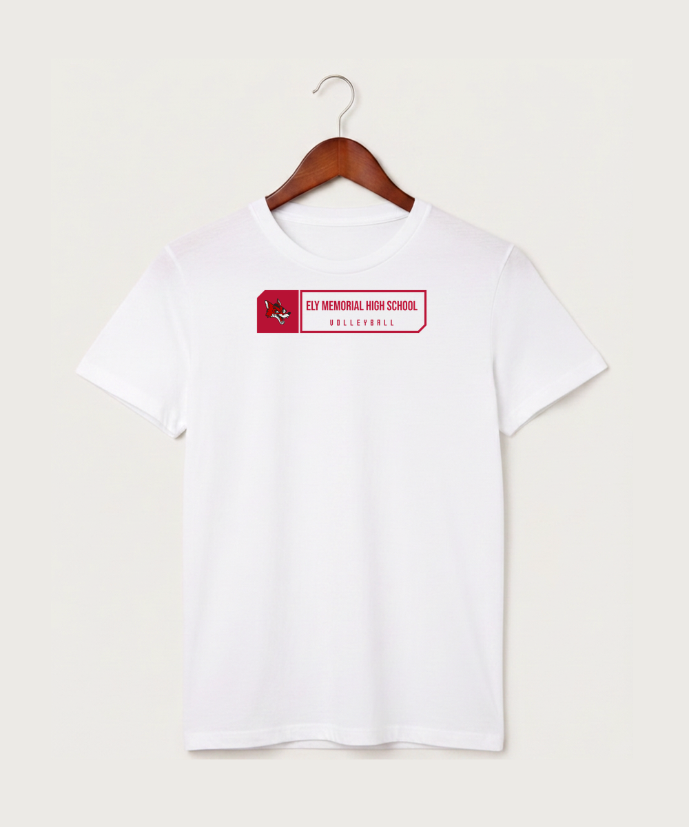 Ely Memorial High School Volleyball (Girls) - White T-Shirt - Full Front