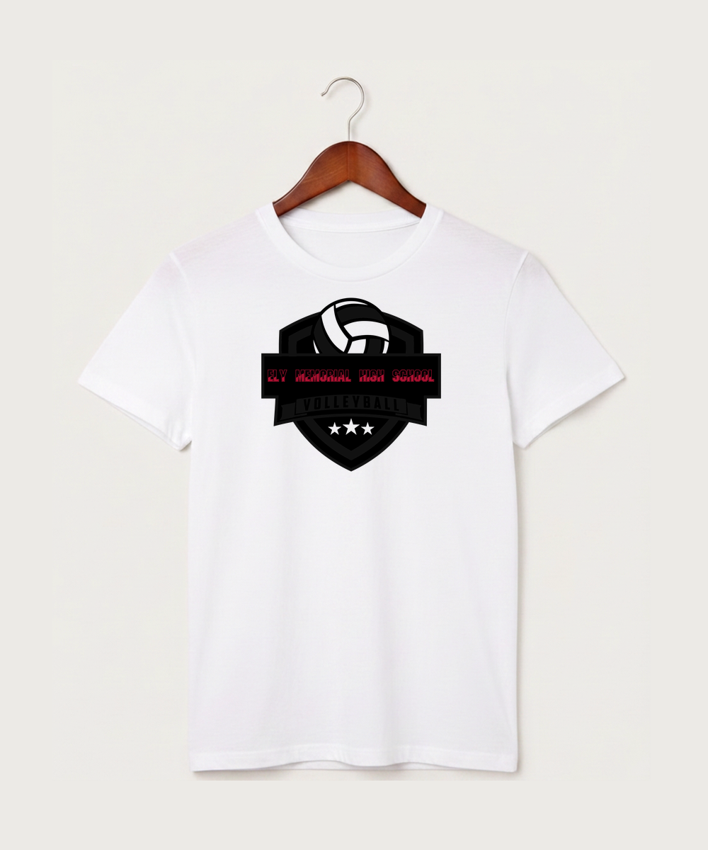 Ely Memorial High School Volleyball (Girls) - White T-Shirt - Full Front