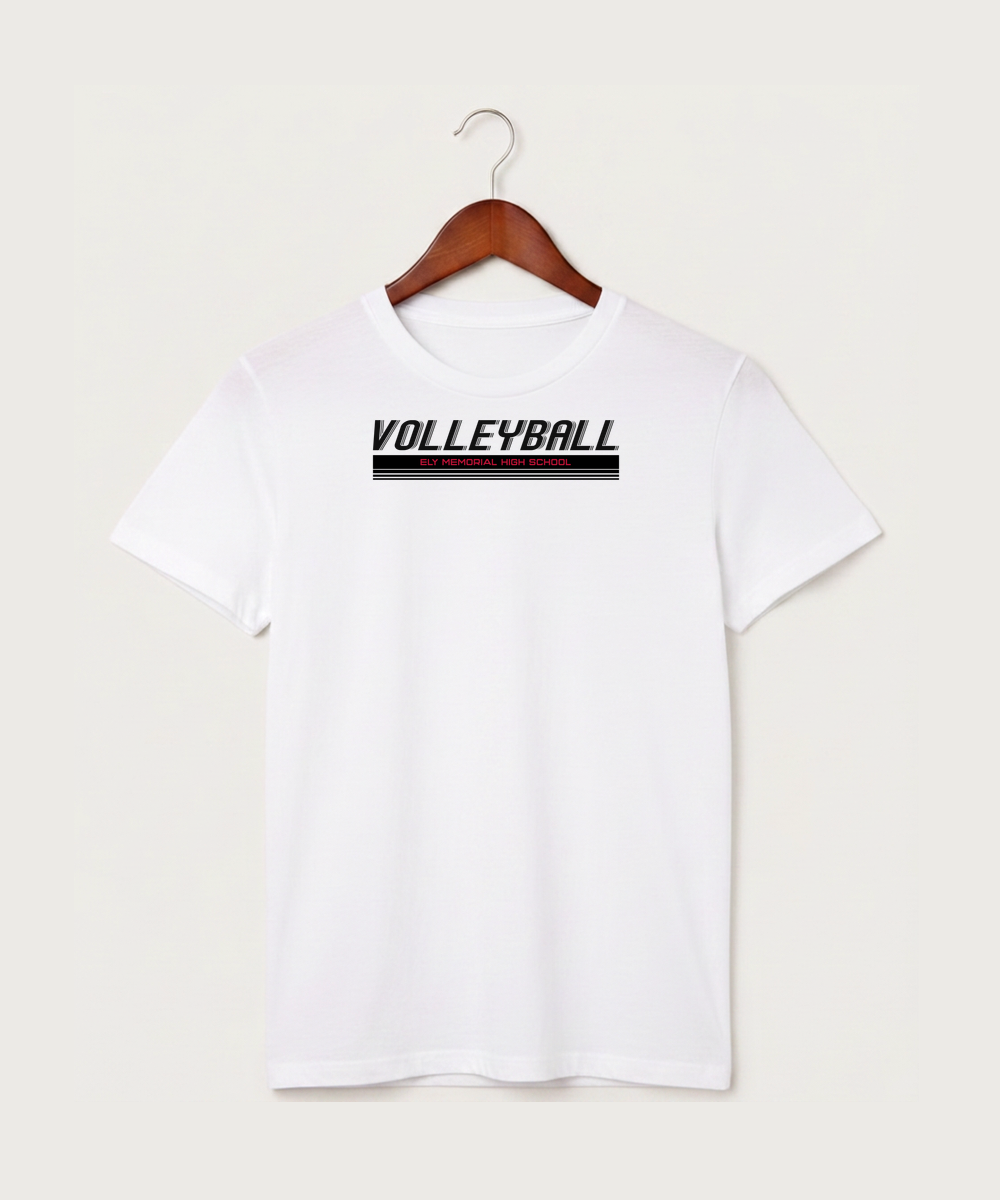 Ely Memorial High School Volleyball (Girls) - White T-Shirt - Full Front