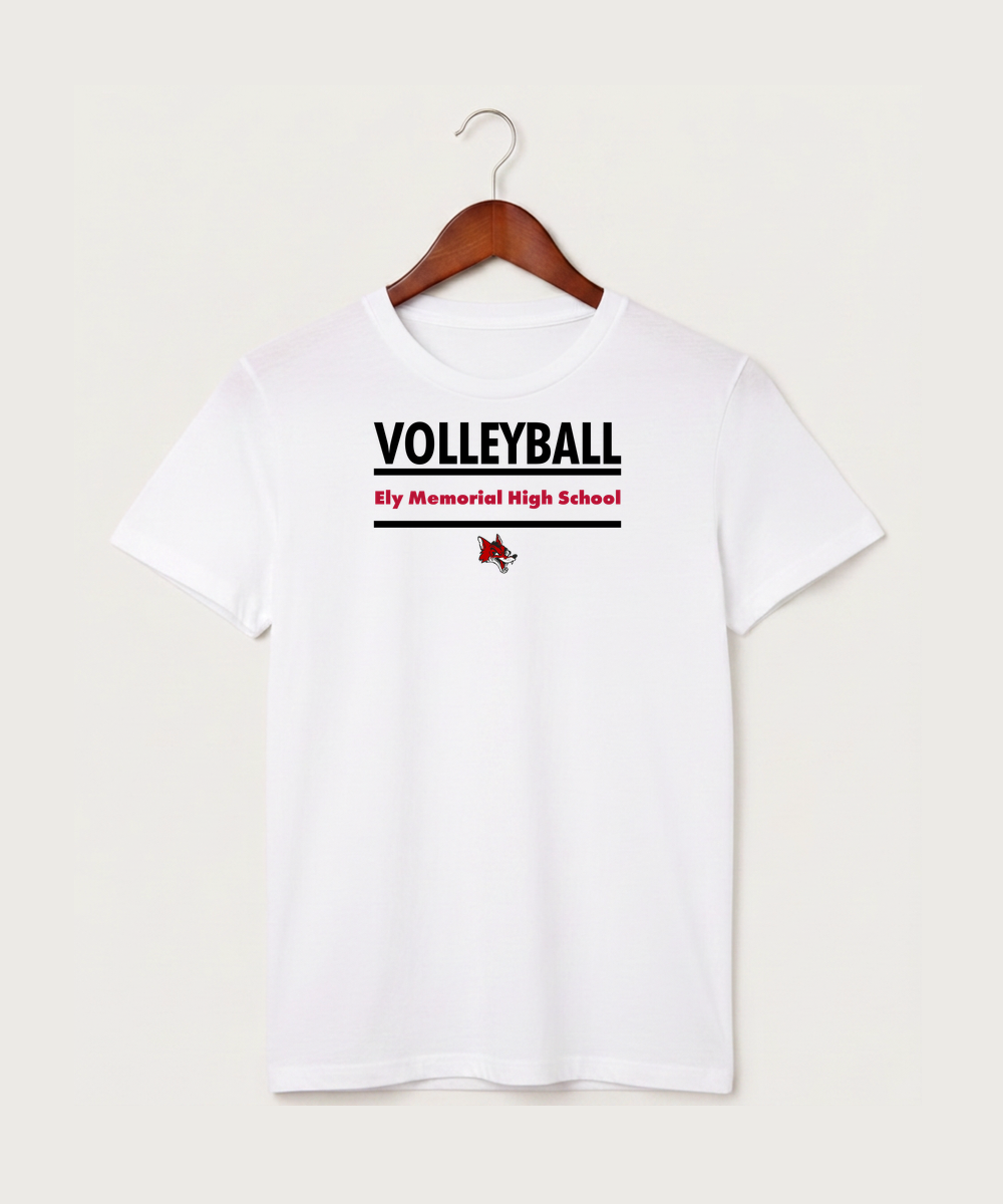 Ely Memorial High School Volleyball (Girls) - White T-Shirt - Full Front