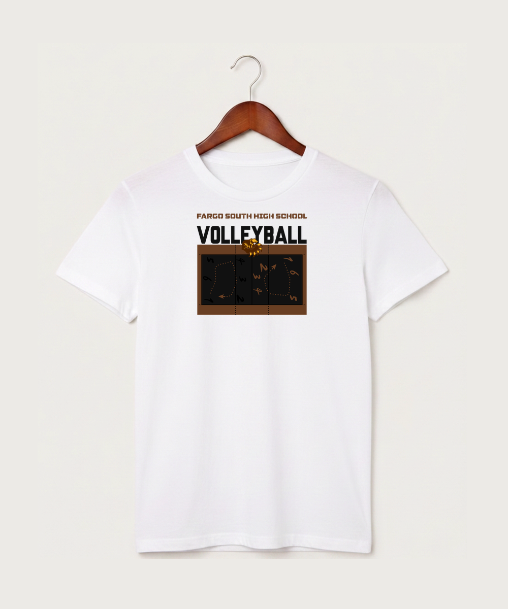Fargo South High School Volleyball (Girls) - White T-Shirt - Full Front