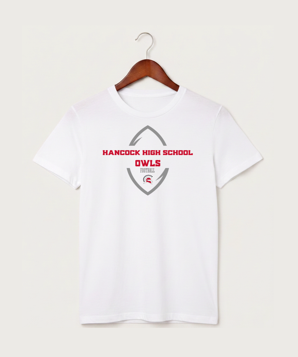 Hancock High School Football (Boys) - White T-Shirt - Full Front