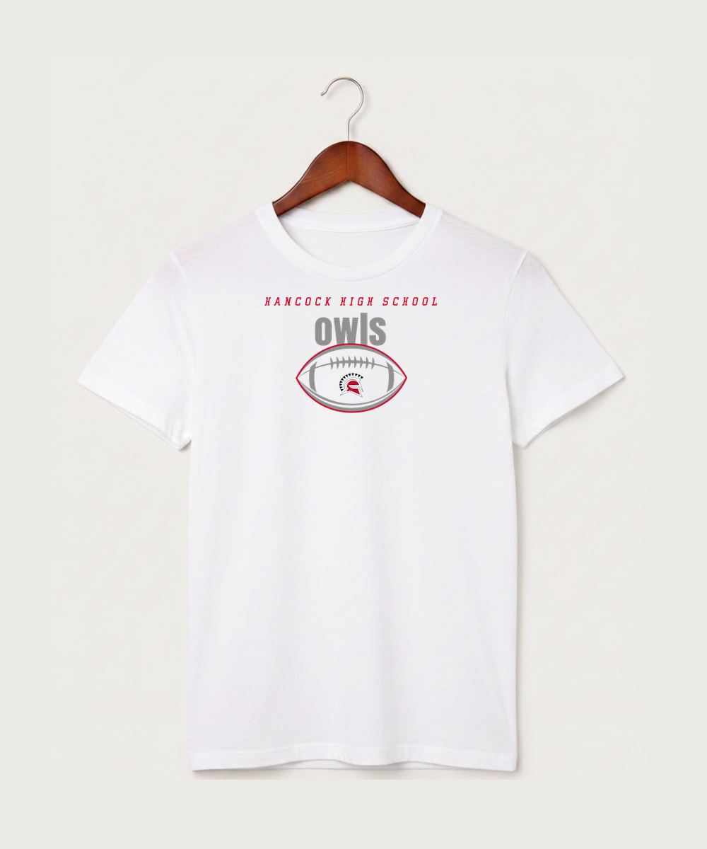 Hancock High School Football (Boys) - White T-Shirt - Full Front