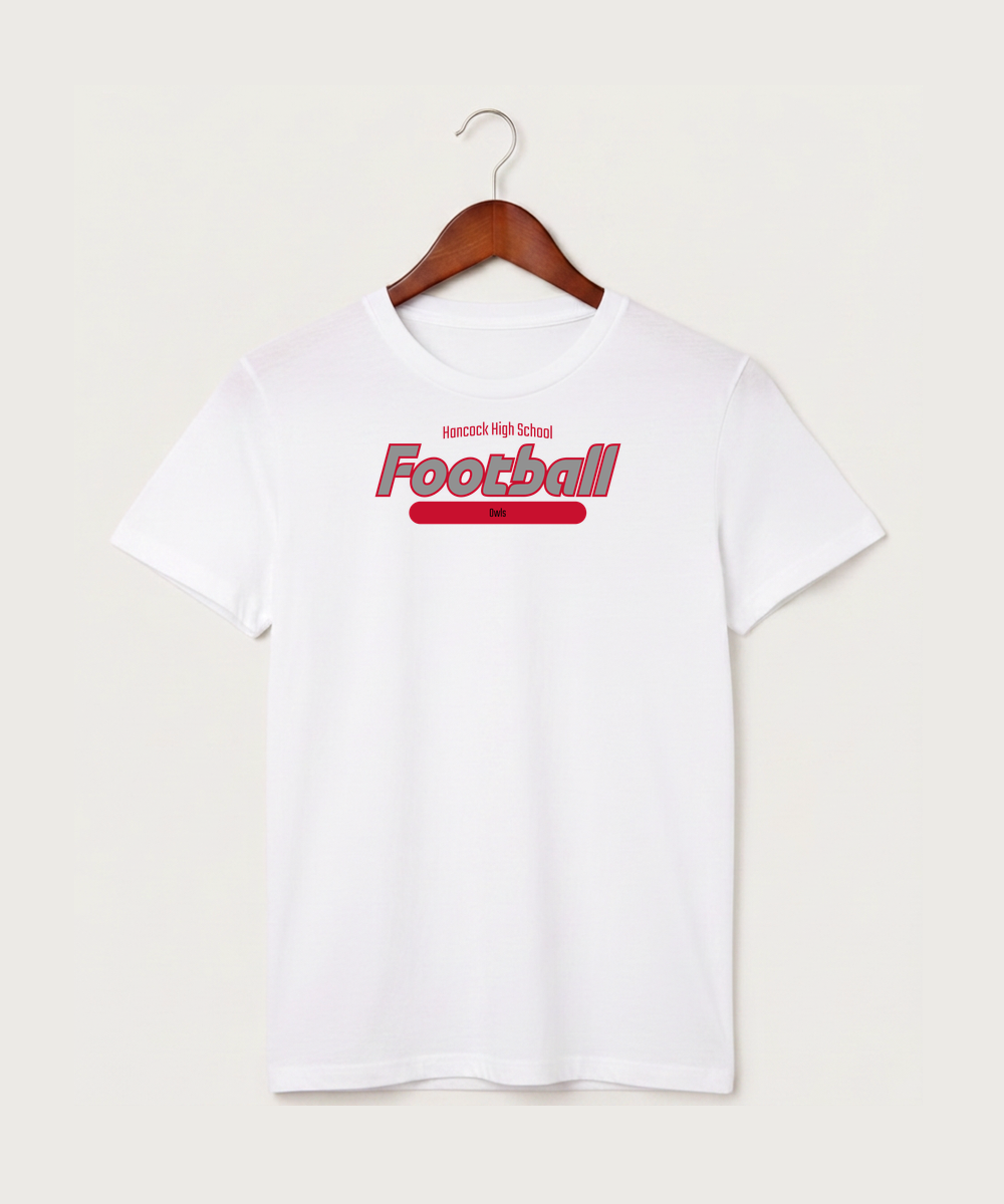 Hancock High School Football (Boys) - White T-Shirt - Full Front