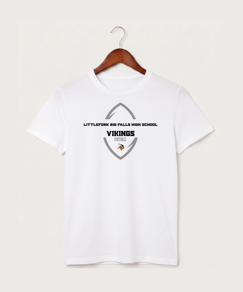 Littlefork Big Falls High School Football (Boys) - White T-Shirt - Full Front