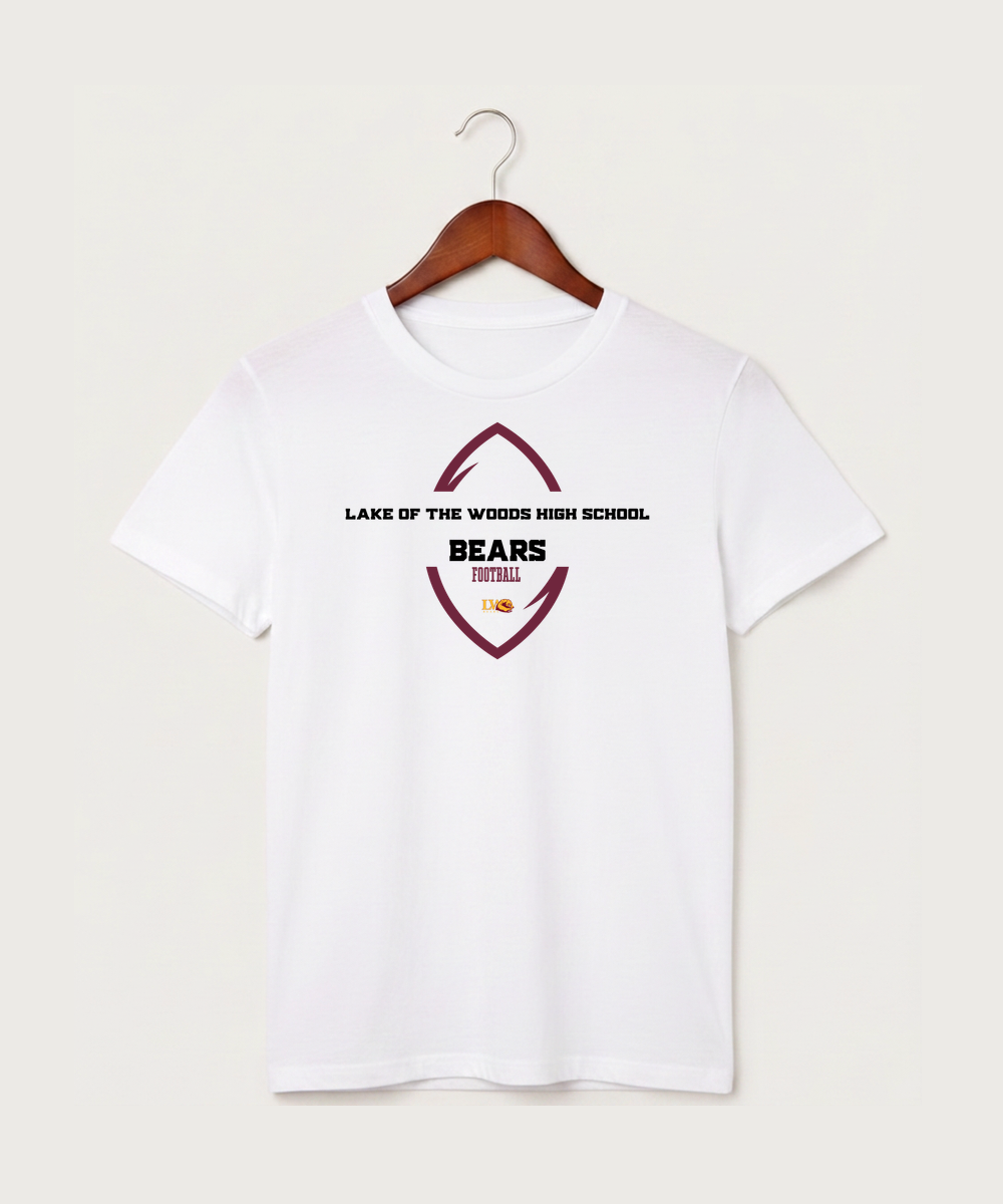 Lake of the Woods High School Football (Boys) - White T-Shirt - Full Front