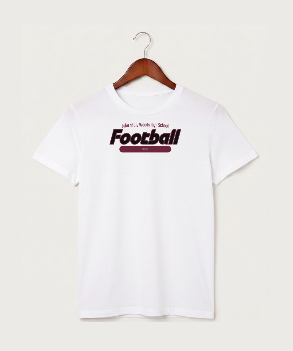 Lake of the Woods High School Football (Boys) - White T-Shirt - Full Front