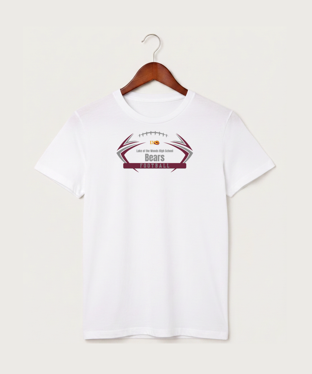 Lake of the Woods High School Football (Boys) - White T-Shirt - Full Front