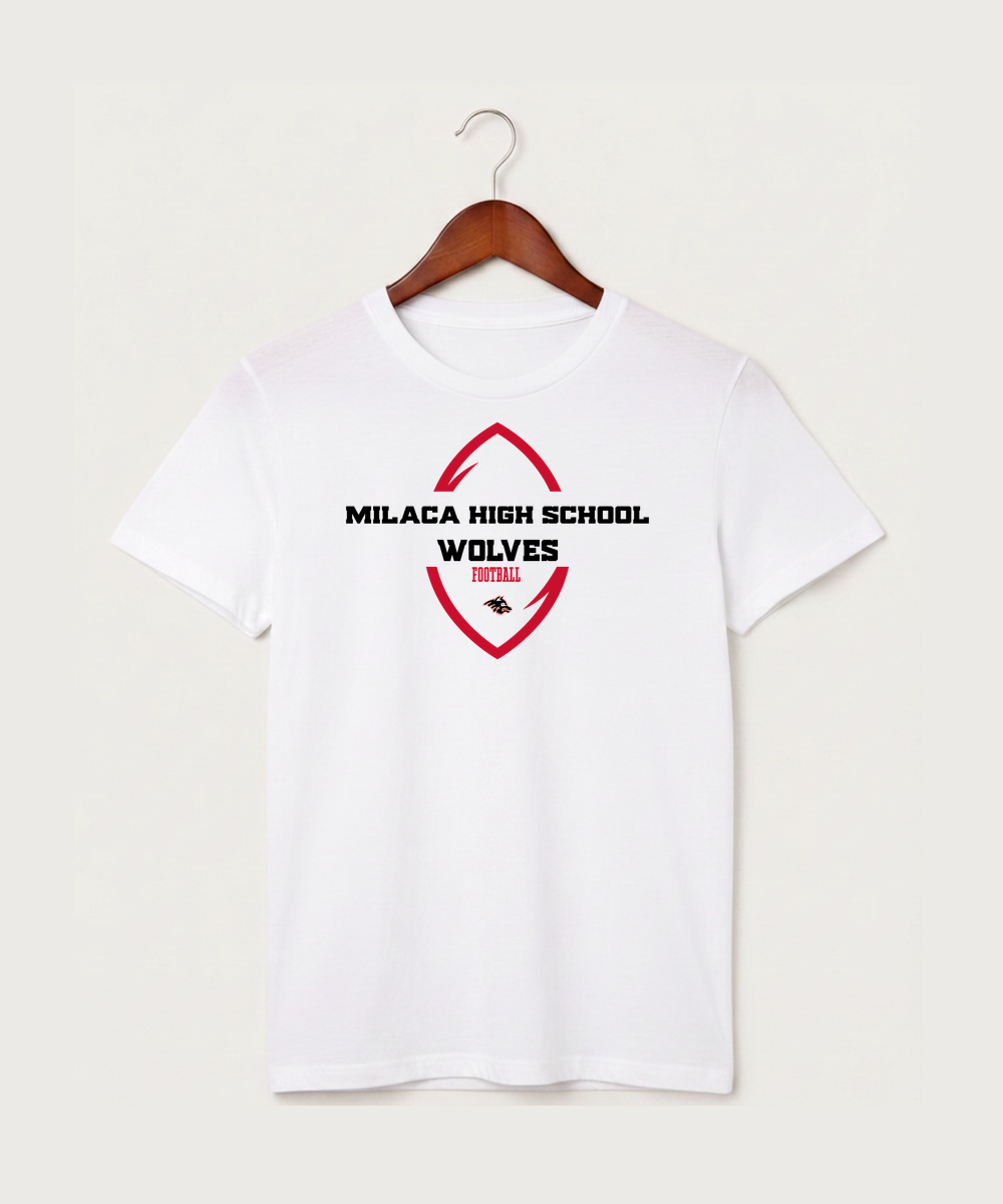 Milaca High School Football (Boys) - White T-Shirt - Full Front