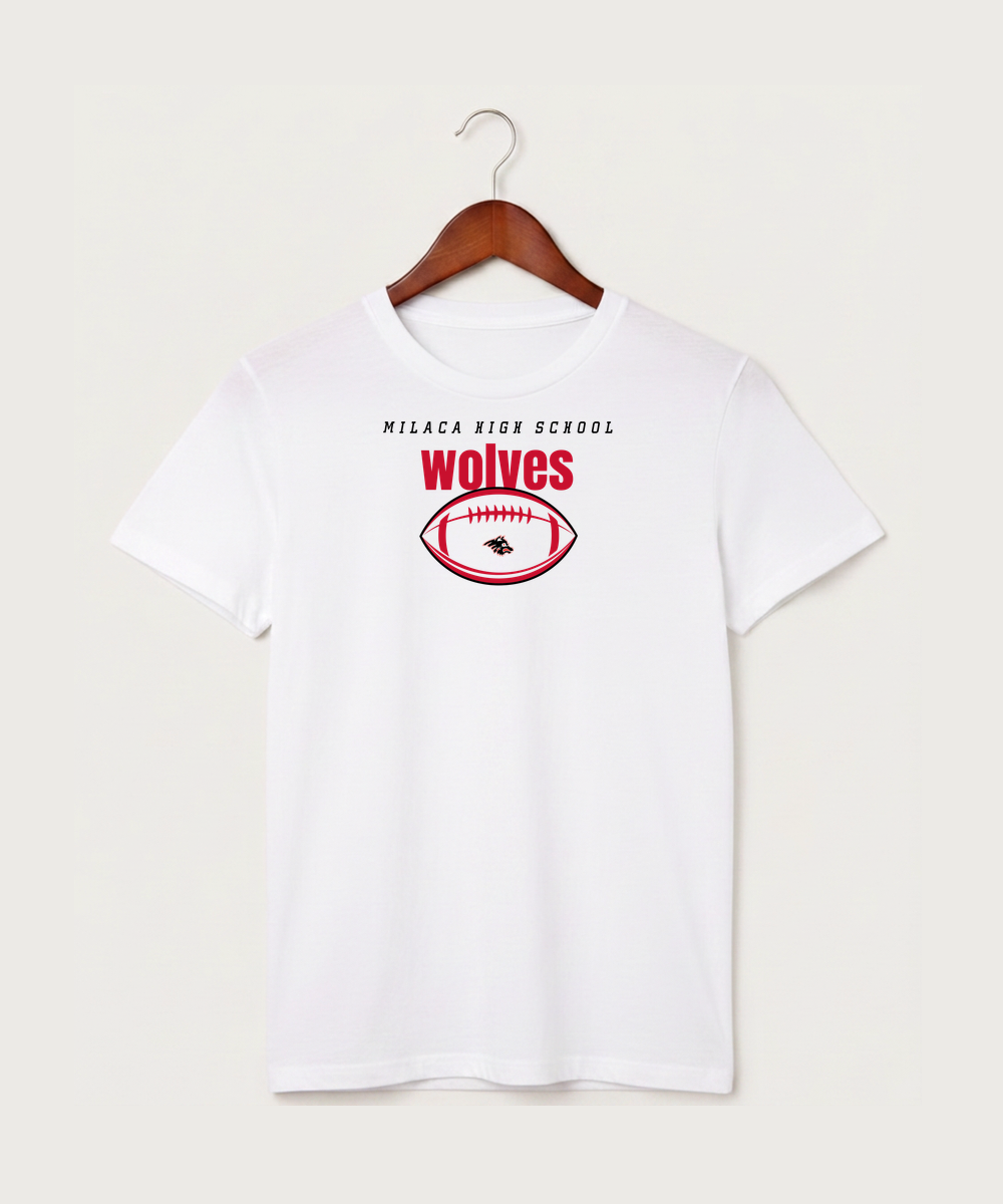 Milaca High School Football (Boys) - White T-Shirt - Full Front