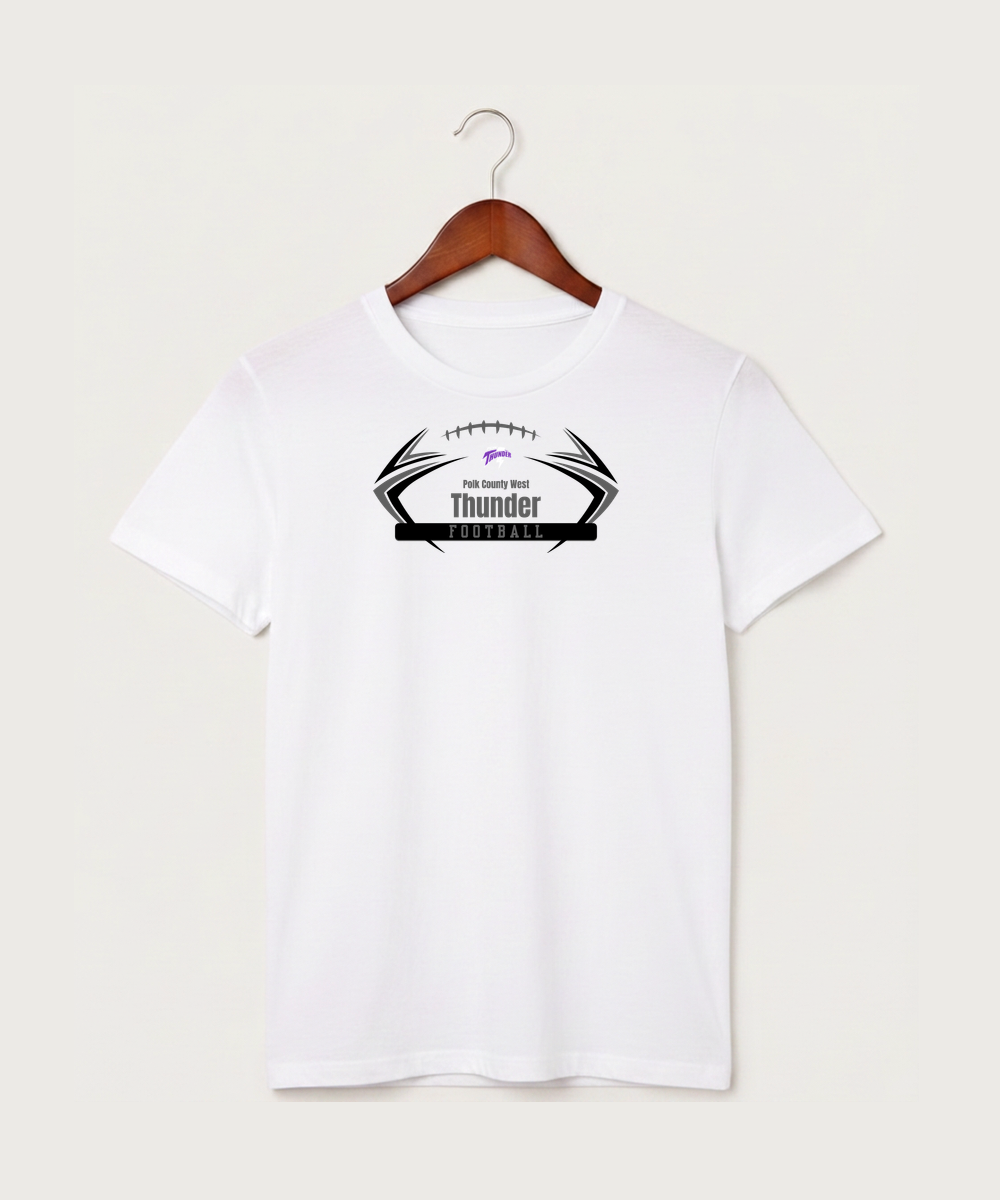 Polk County West Football (Boys) - White T-Shirt - Full Front