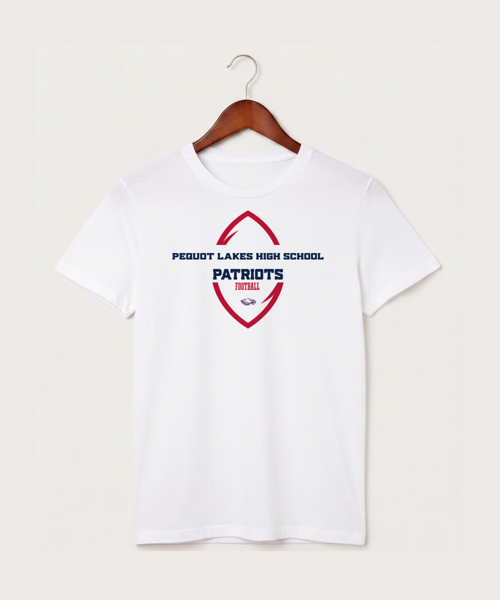 Pequot Lakes High School Football (Boys) - White T-Shirt - Full Front