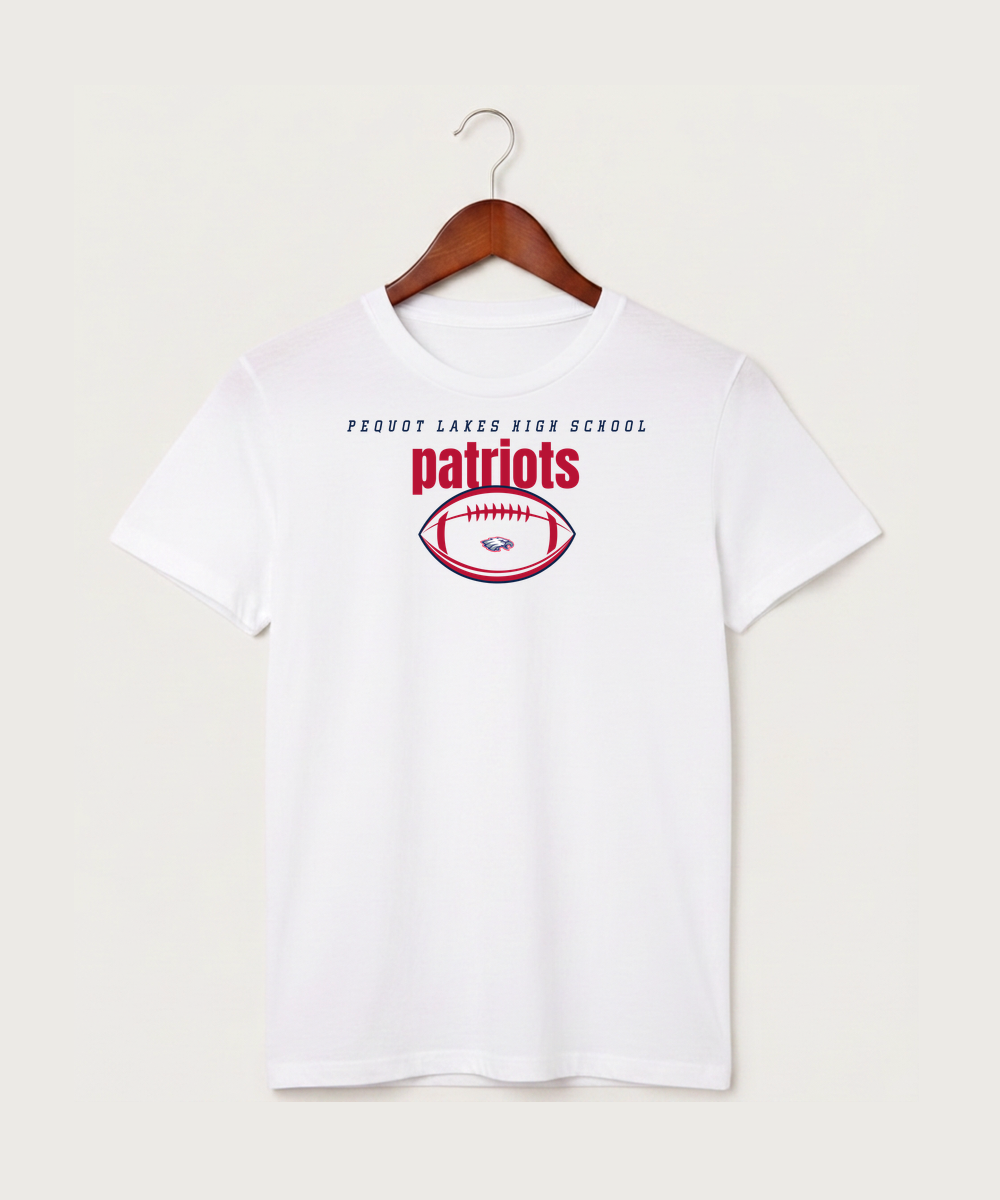Pequot Lakes High School Football (Boys) - White T-Shirt - Full Front