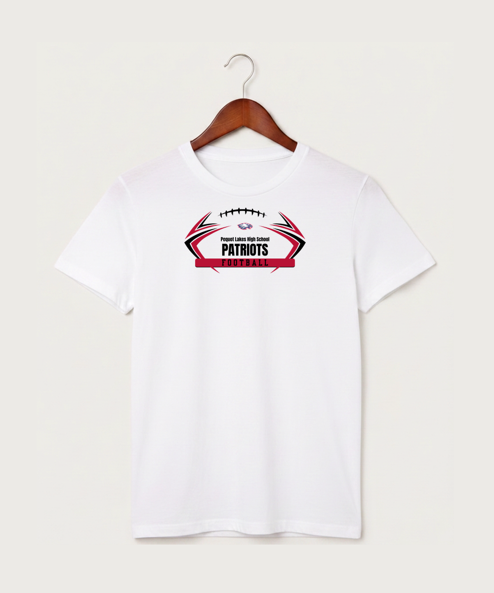 Pequot Lakes High School Football (Boys) - White T-Shirt - Full Front
