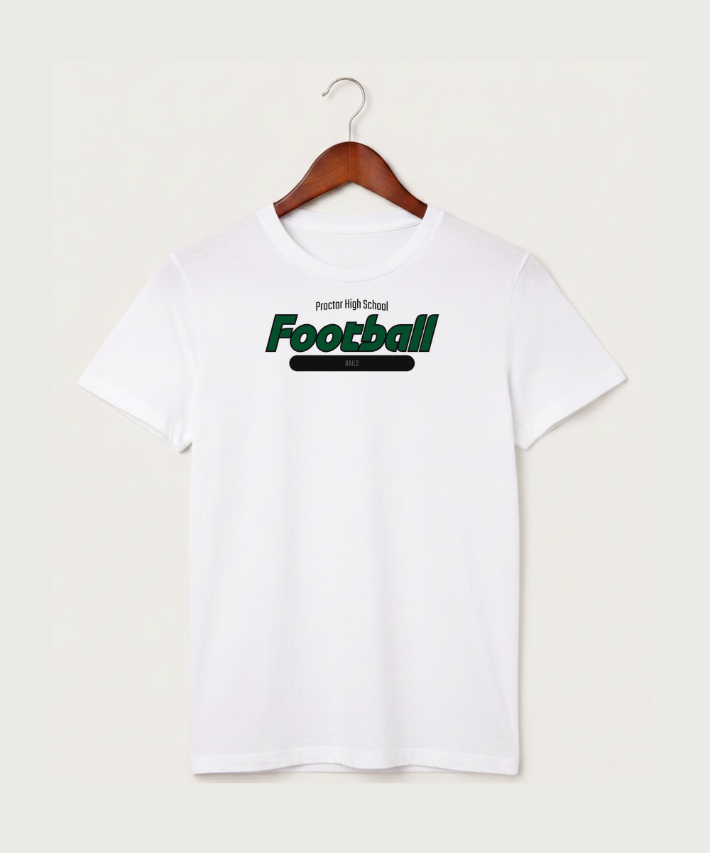 Proctor High School Football (Boys) - White T-Shirt - Full Front