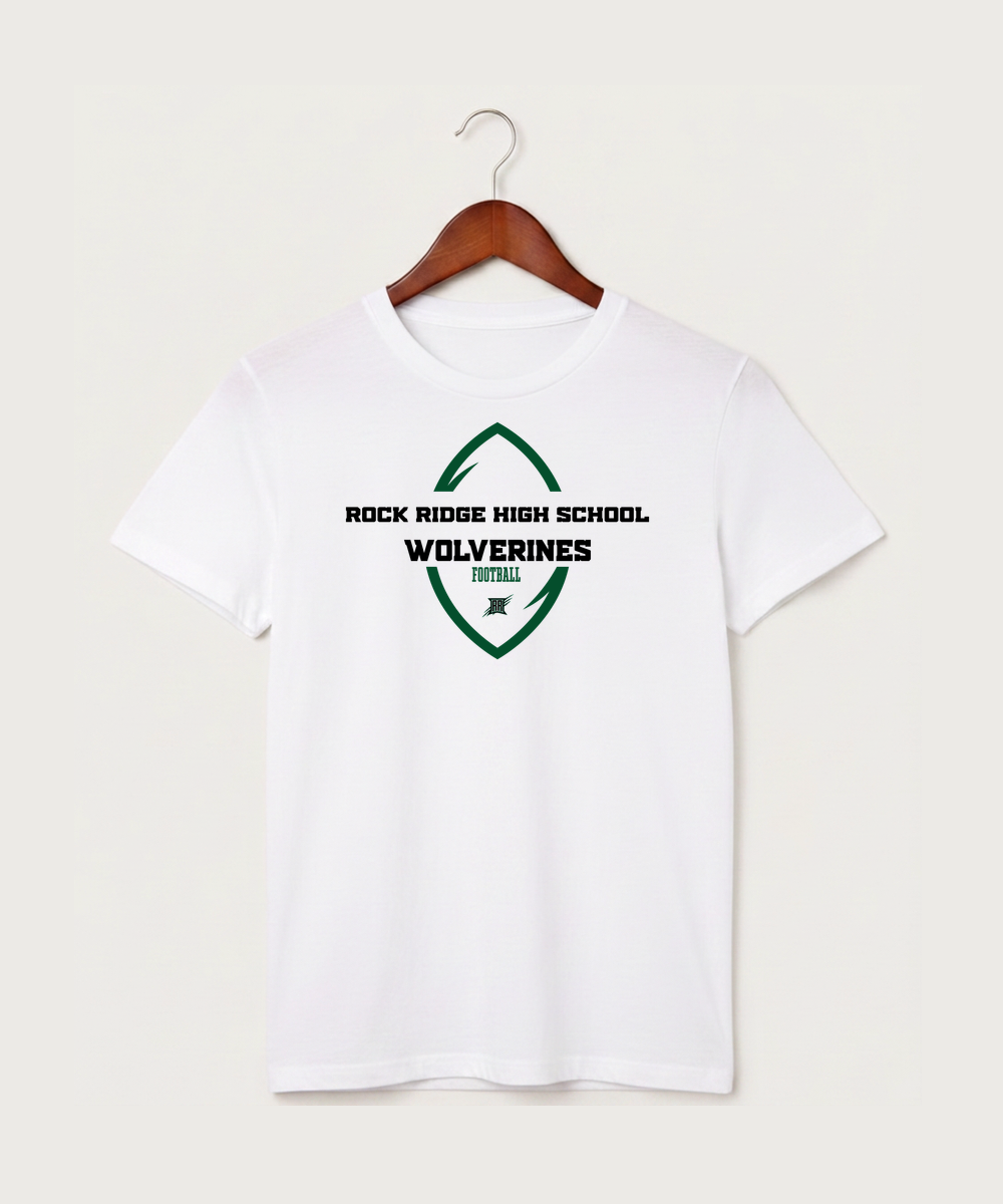 Rock Ridge High School Football (Boys) - White T-Shirt - Full Front
