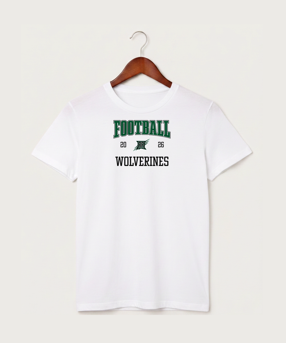 Rock Ridge High School Football (Boys) - White T-Shirt - Full Front