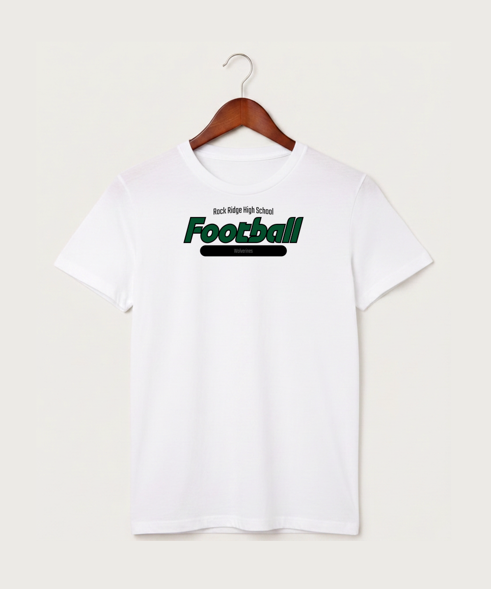 Rock Ridge High School Football (Boys) - White T-Shirt - Full Front