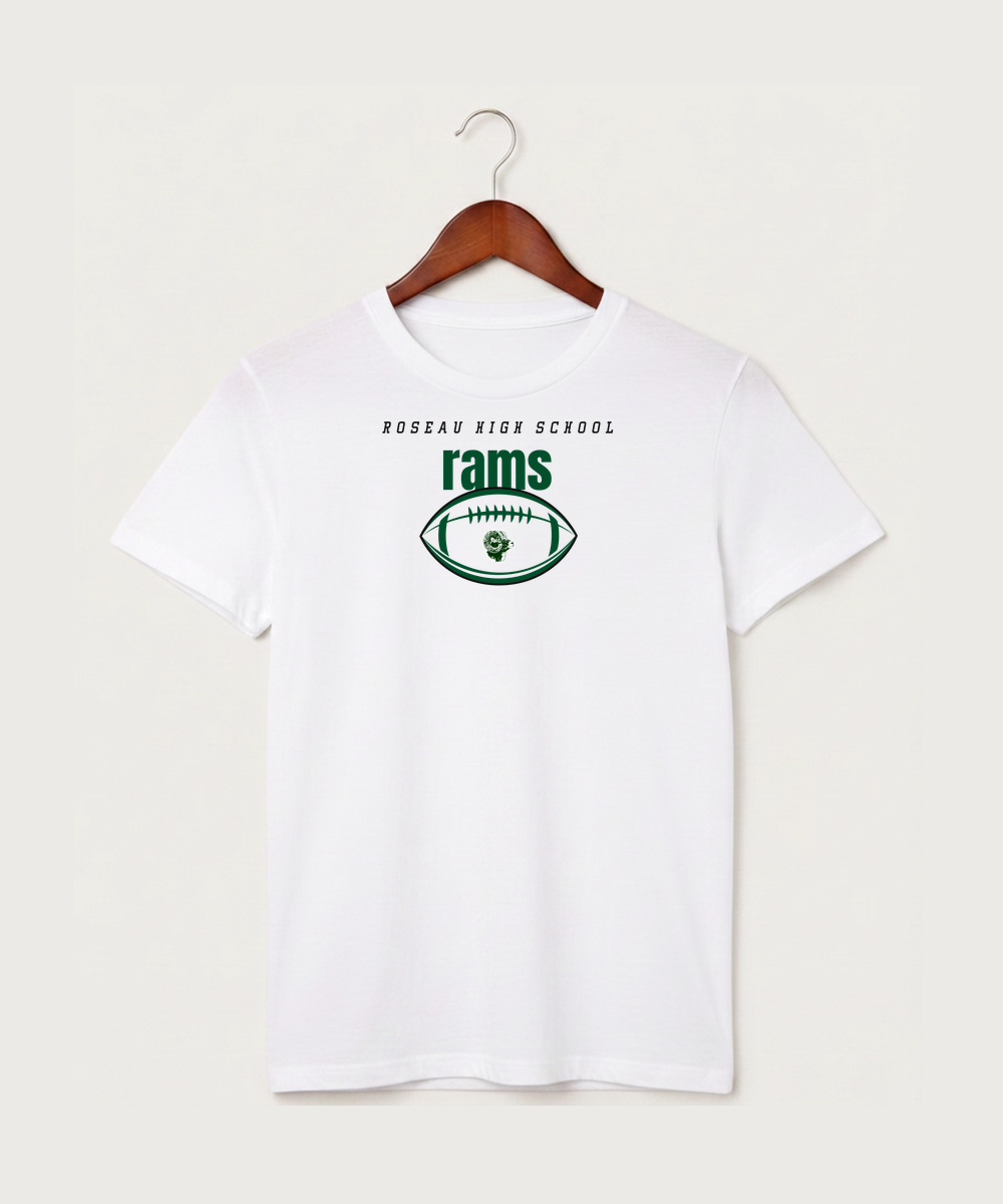 Roseau High School Football (Boys) - White T-Shirt - Full Front