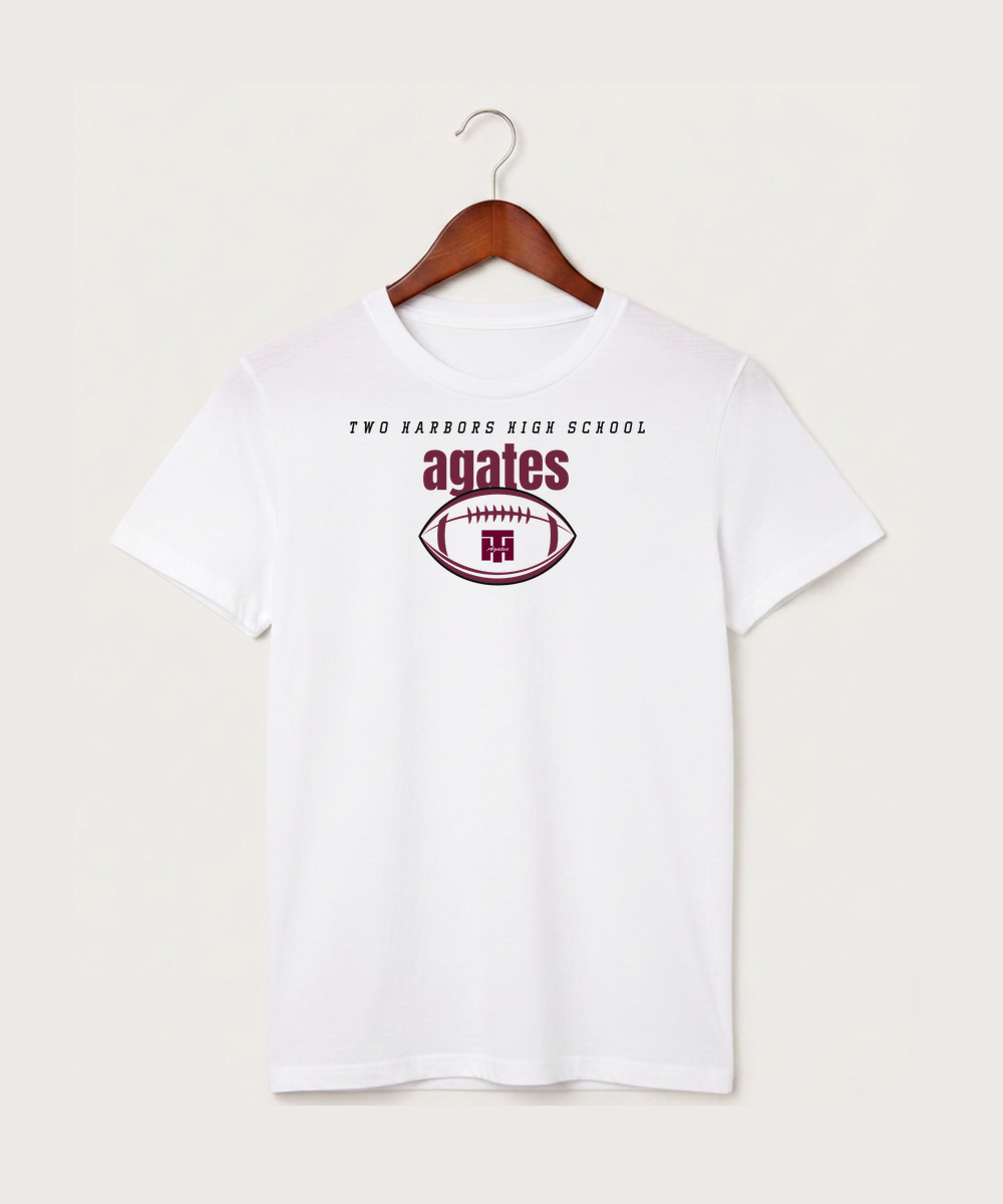 Two Harbors High School Football (Boys) - White T-Shirt - Full Front