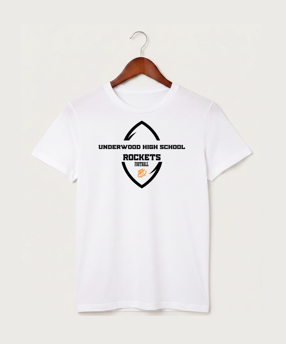Underwood High School Football (Boys) - White T-Shirt - Full Front