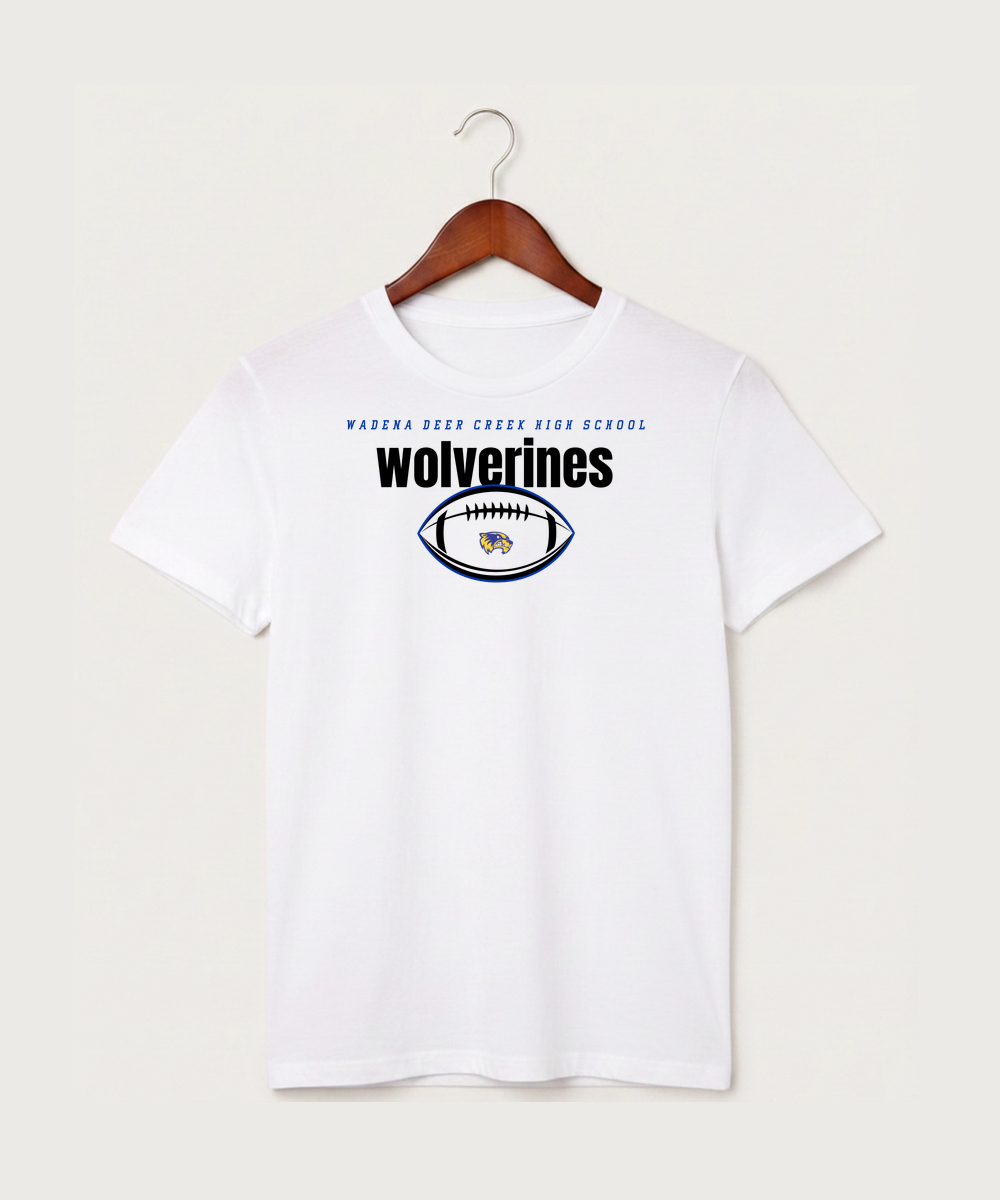 Wadena Deer Creek High School Football (Boys) - White T-Shirt - Full Front