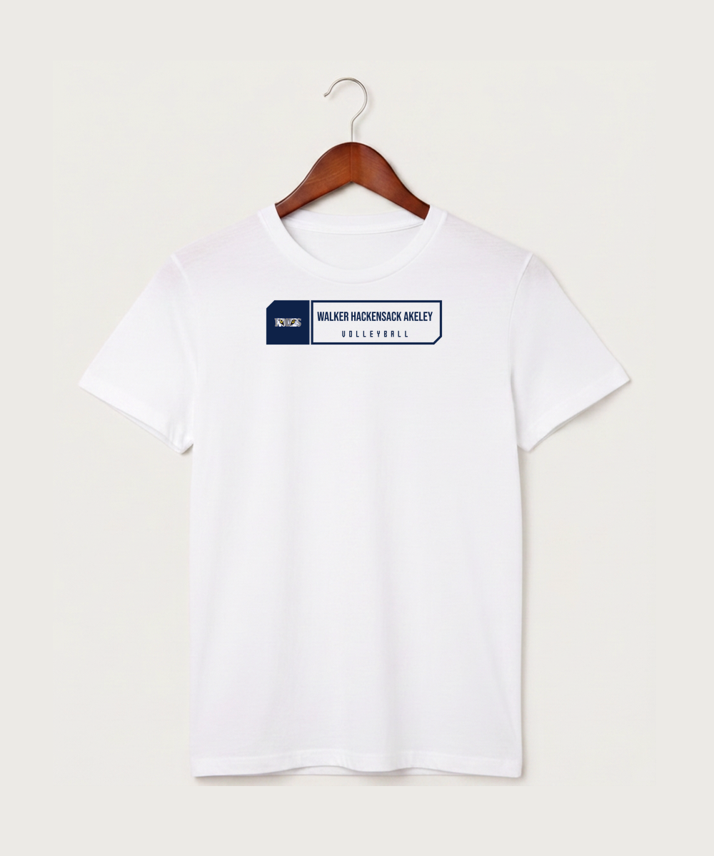 Walker Hackensack Akeley Volleyball (Girls) - White T-Shirt - Full Front
