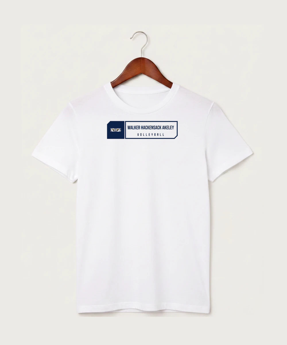 Walker Hackensack Akeley Volleyball (Girls) - White T-Shirt - Full Front