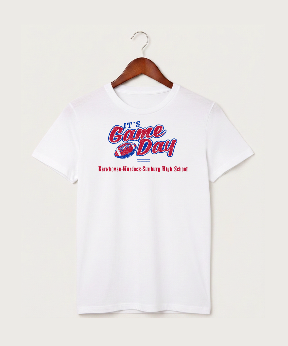 Kerkhoven-Murdock-Sunburg High School Football (Boys) - White T-Shirt - Full Front