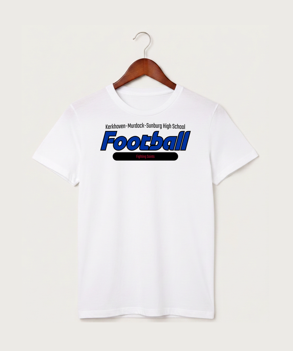 Kerkhoven-Murdock-Sunburg High School Football (Boys) - White T-Shirt - Full Front