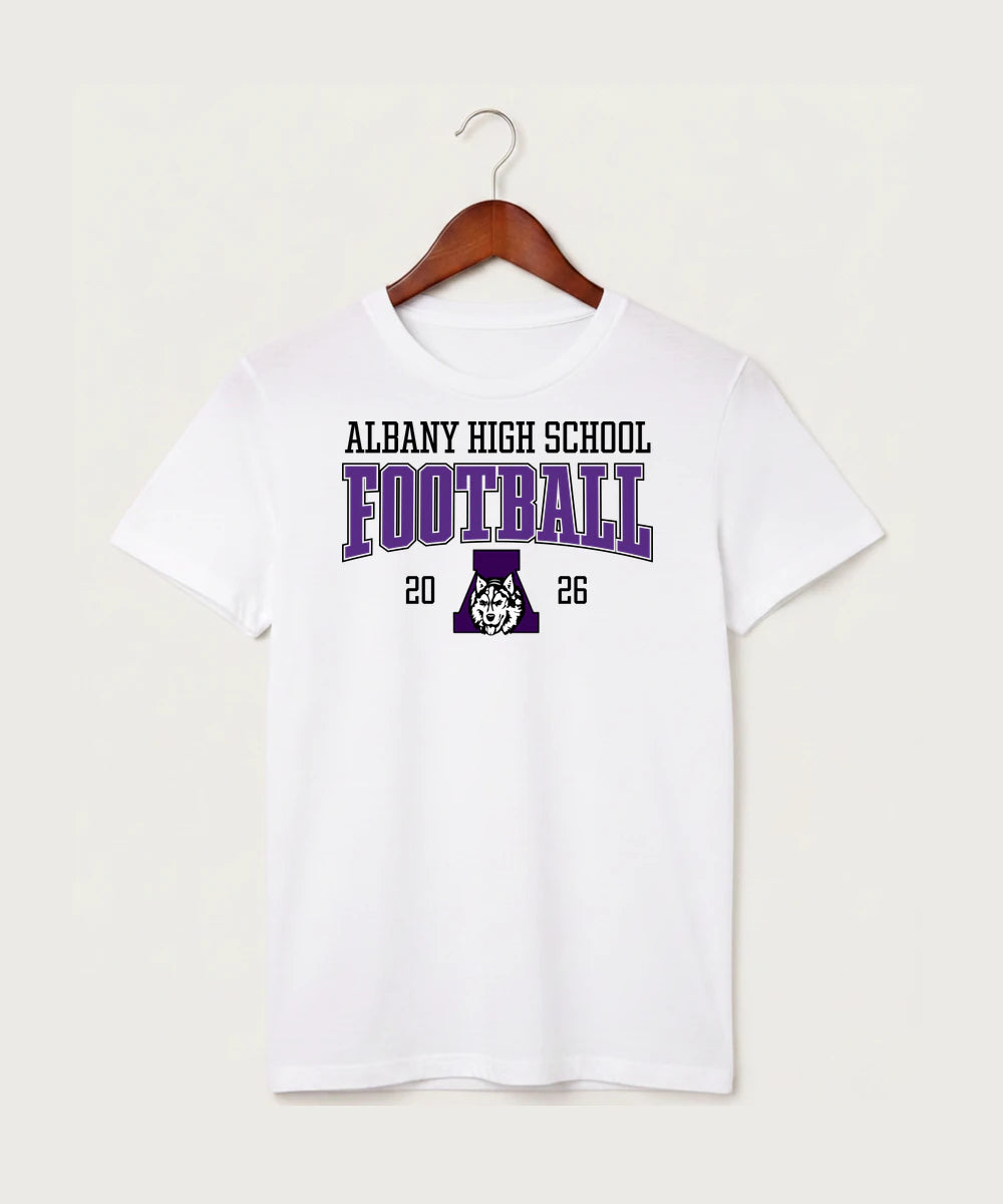 Albany High School Football (Boys) - White T-Shirt - Full Front