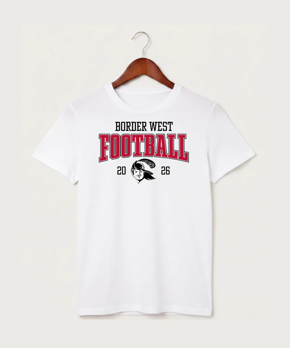 Border West Football (Boys) - White T-Shirt - Full Front