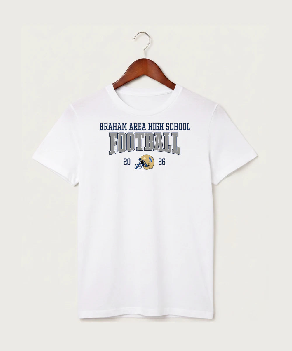 Braham Area High School Football (Boys) - White T-Shirt - Full Front