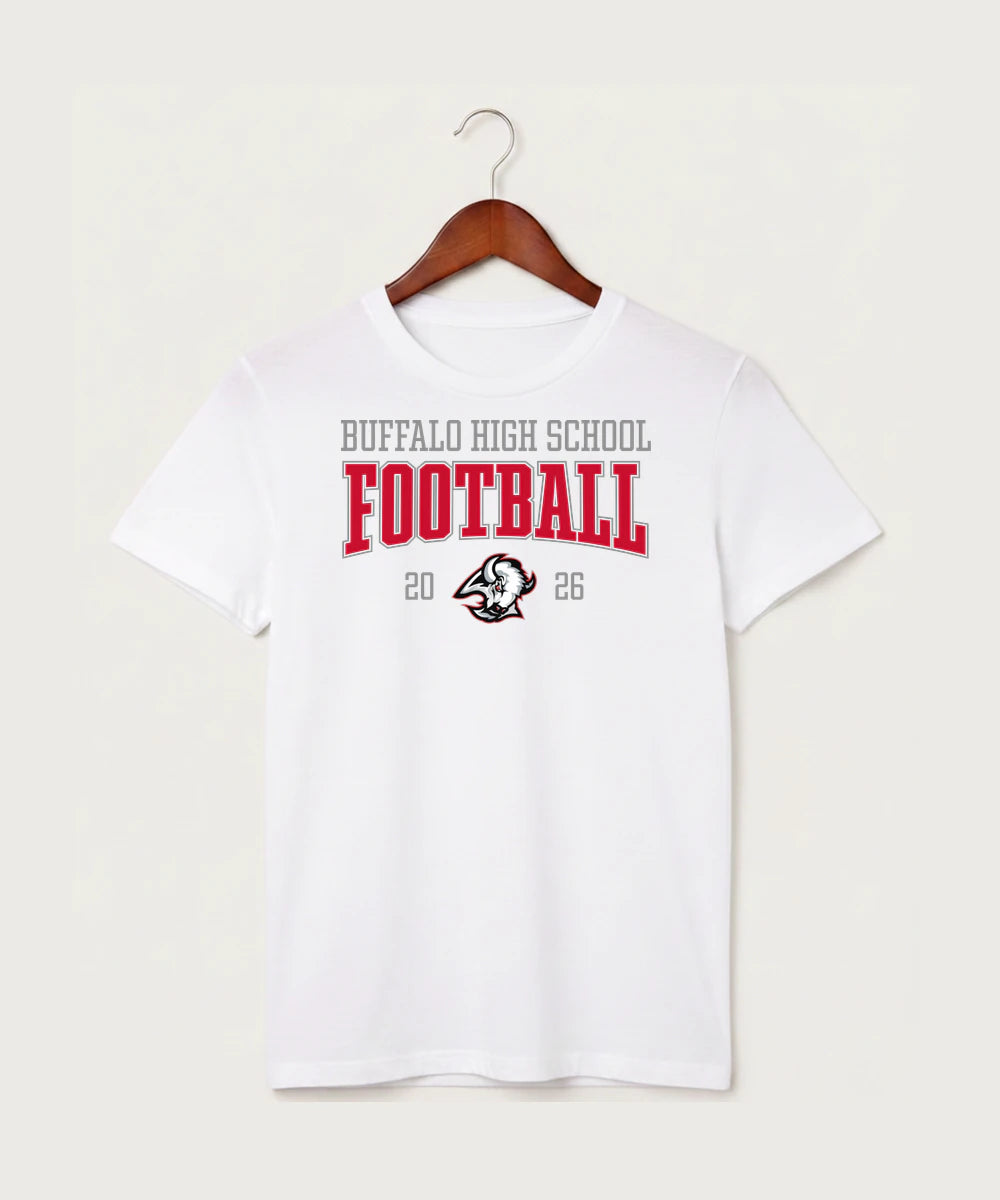 Buffalo High School Football (Boys) - White T-Shirt - Full Front