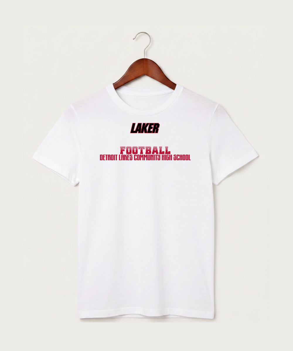 Detroit Lakes Community High School Football (Boys) - White T-Shirt - Full Front