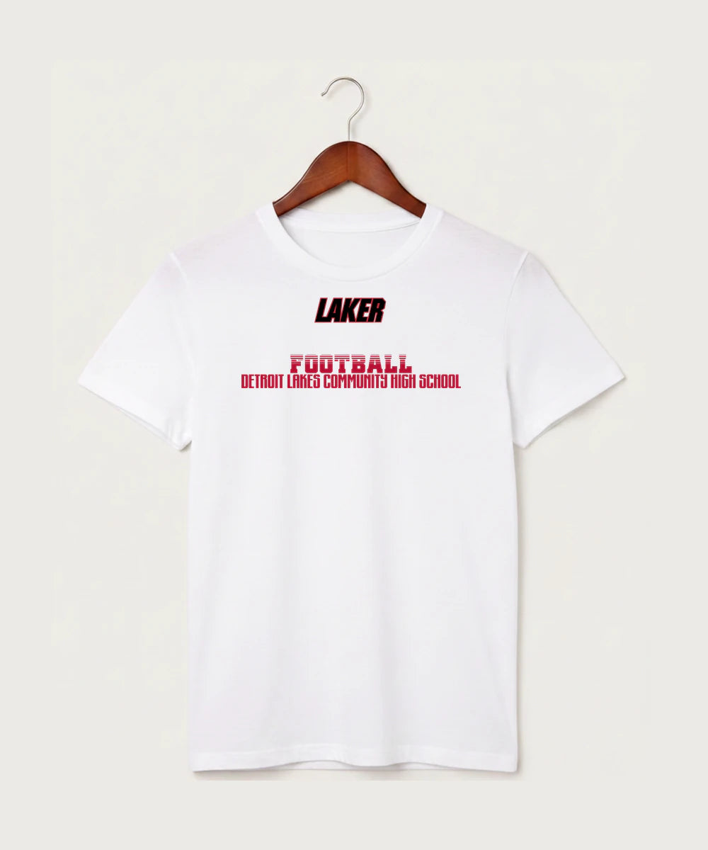 Detroit Lakes Community High School Football (Boys) - White T-Shirt - Full Front