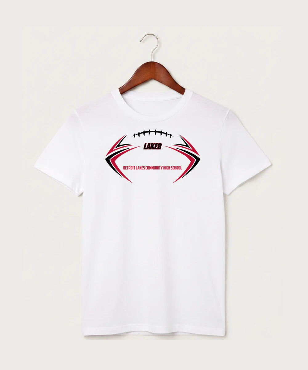 Detroit Lakes Community High School Football (Boys) - White T-Shirt - Full Front