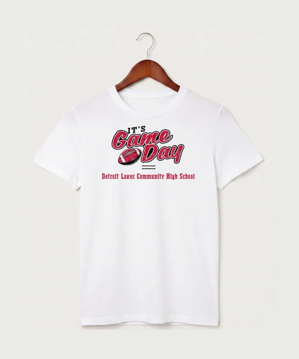 Detroit Lakes Community High School Football (Boys) - White T-Shirt - Full Front