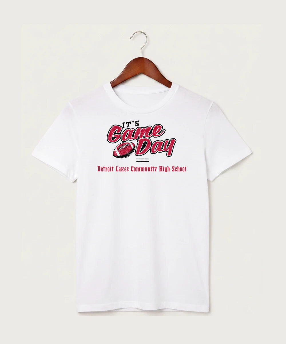 Detroit Lakes Community High School Football (Boys) - White T-Shirt - Full Front